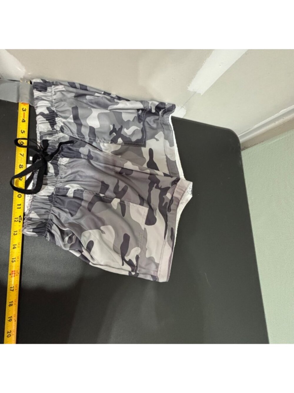 NWT Sucrefas Men’s Gray Camo Drawstring Cotton Blend Shorts Size L - Picture 3 of 10